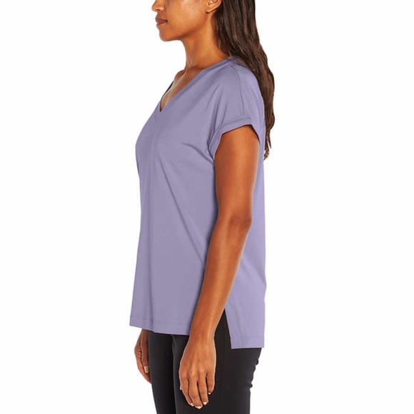 NWT Banana Republic Short Sleeve V-Neck Side Seam Slit Lavender Top Size M - Picture 4 of 9